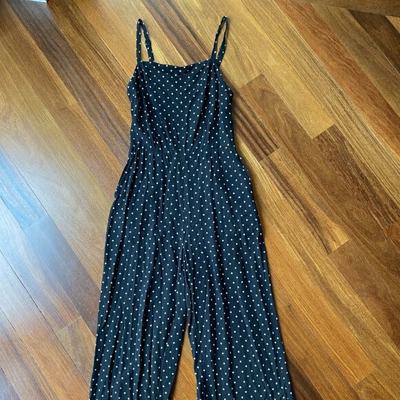 Old Navy Pants - Old Navy Sz XS Spaghetti Strap Black / White Polka Dot Jumpsuit